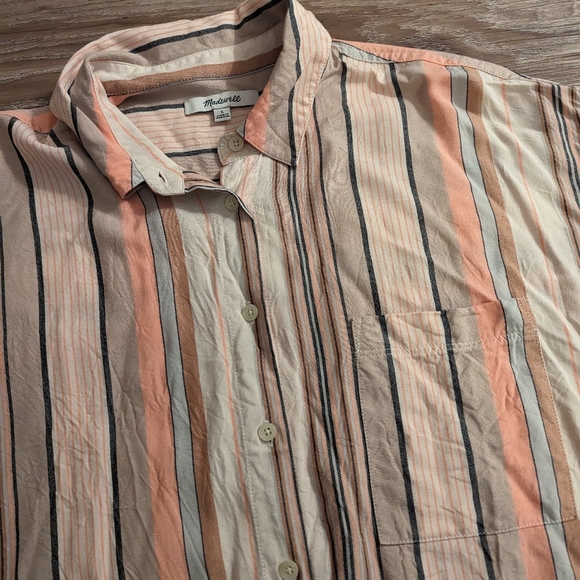 Madewell striped button down dress shirt blouse L - Picture 3 of 3